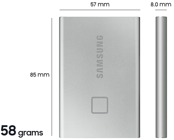 มุมมองเพิ่มเติมของสินค้า Samsung 1TB T7 Touch SSD USB3.2 (Black)