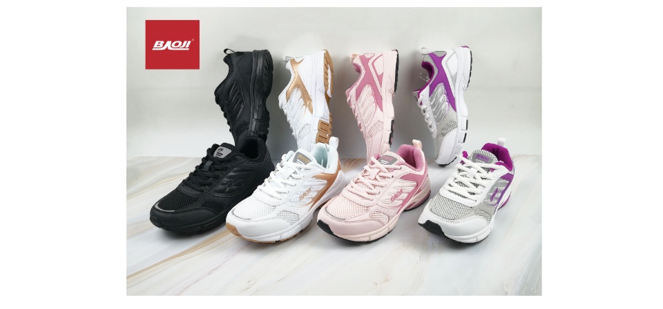 ภาพที่ให้รายละเอียดเกี่ยวกับ **Baoji แท้** (รุ่น BJW-682) - สำหรับผู้หญิง รองเท้าผ้าใบสามารถใส่เล่นกีฬาได้ เบา มี 4 สี (สีดำ/สีชมพู/สีม่วง/สีทอง)