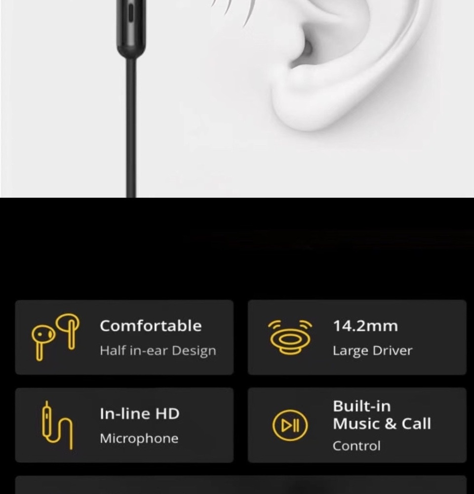ข้อมูลเกี่ยวกับ หูฟังRealme เรียวมี Realme Buds Classic ของแท้ เสียงดี ช่องเสียบแบบ 3.5 mm Jack รับประกัน1ปี BY GEMMOBILE