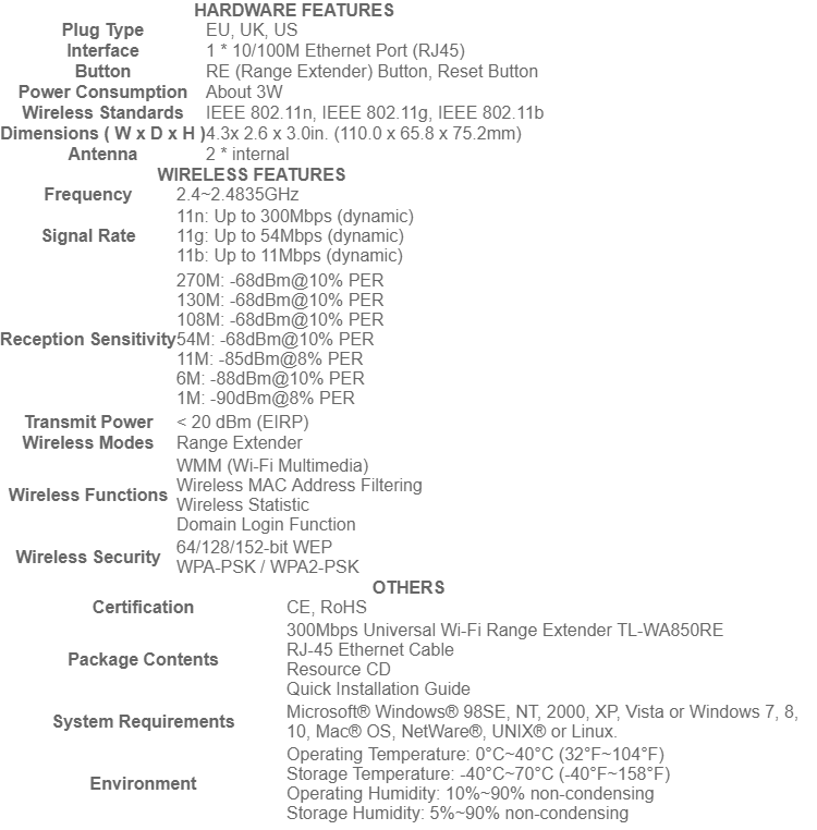 รูปภาพของ TP-Link TL-WA850RE 300Mbps Universal WiFi Range Extender (White)