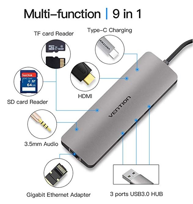 For Apple Macbook Type C USB-C 3.0 4K HDMI Adapter Charging Thunderbolt 3 Hub
