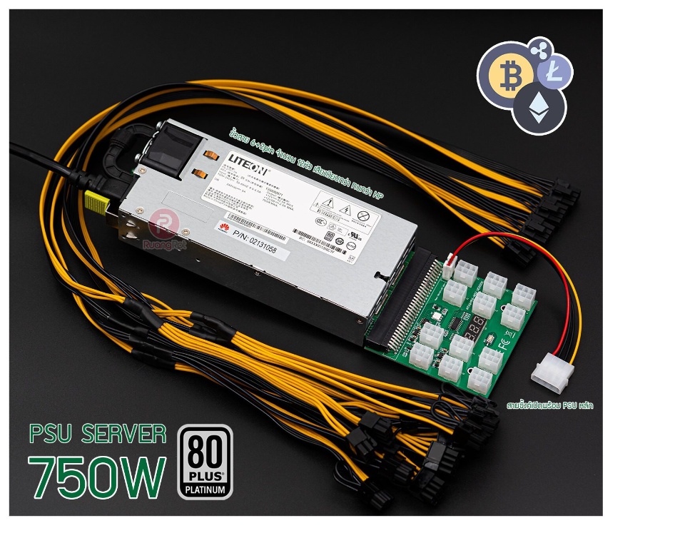 ภาพประกอบของ 1600W 1200W 750W PSU SERVER - ตัวจ่ายไฟการ์ดจอสำหรับงานขุดเหรียญ ETH BITCOIN