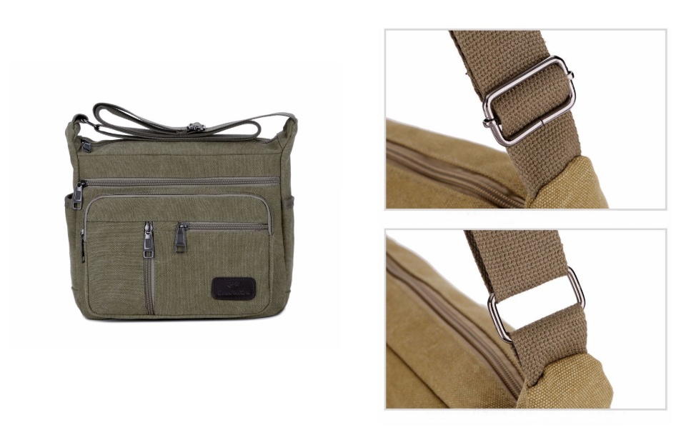 ภาพอธิบายเพิ่มเติมของ กระเป๋าสะพายข้าง ทรง Messenger ผ้าแคนวาส  รุ่น 44 -130-เขียวทหาร