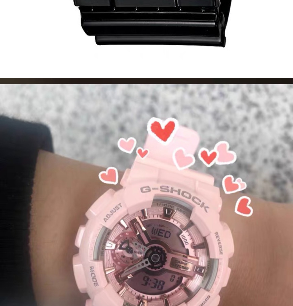 มุมมองเพิ่มเติมของสินค้า 【1คู่ 【สีชมพู + ดำ】แท้  นาฬิกาแท้ 100% นาฬิกา G SH OCK GA -110GB-1ADR กล่องใบครบทุกอย่างประหนึ่งซื้อจากห้าง พร้อมรับประกัน