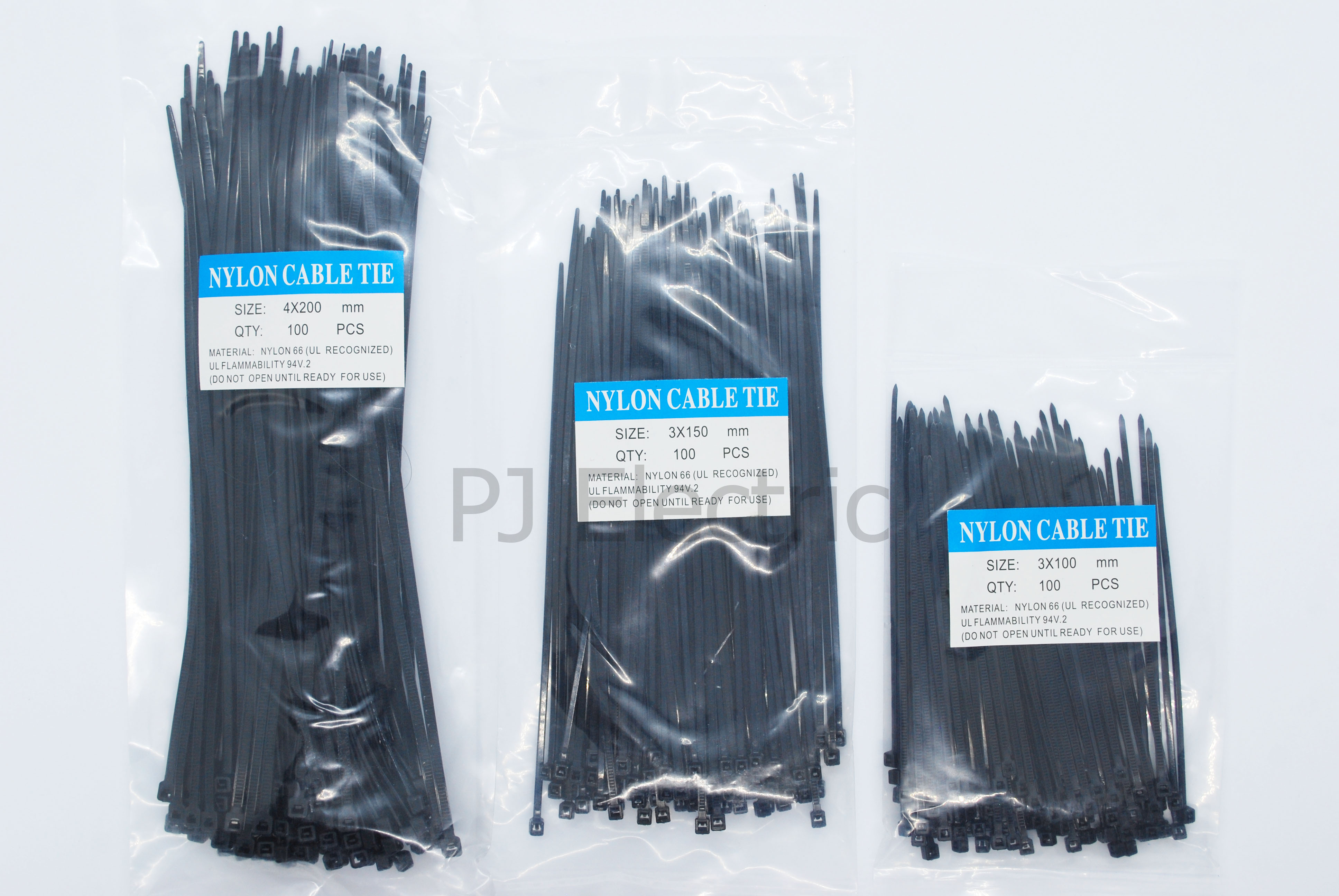 3mm x 100mm Self Locking Nylon Cable Ties Industrial Wire Zip Ties Black 100pcs