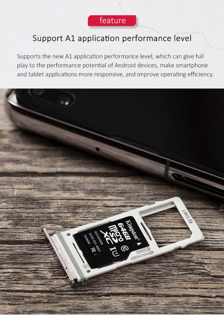 ภาพอธิบายเพิ่มเติมของ เมมโมรี่การ์ด Kingston memory card microSD Card 64GB Class 10 U1 A1 80MB/s (SDC10/64GB) การ์ดหน่วยความจำ คิงส์ตัน