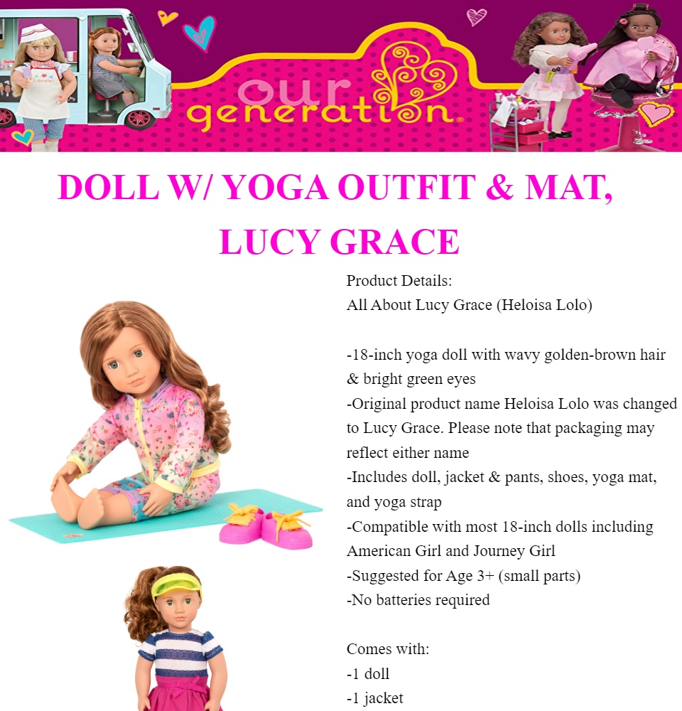Lucy Grace (Heloisa Lolo), 18-inch Yoga Doll Brown Hair