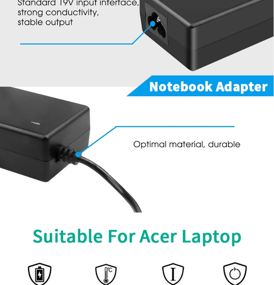 คำอธิบายเพิ่มเติมเกี่ยวกับ Acer Adapter19V/3.42A(5.5x1.7mm)สายชาร์จโน๊ตบุ๊คทั้งชุด หัวขนาดอแดปเตอร์Acerสำหรับเอเซอร์ Acerสายชาร์จAcer B37