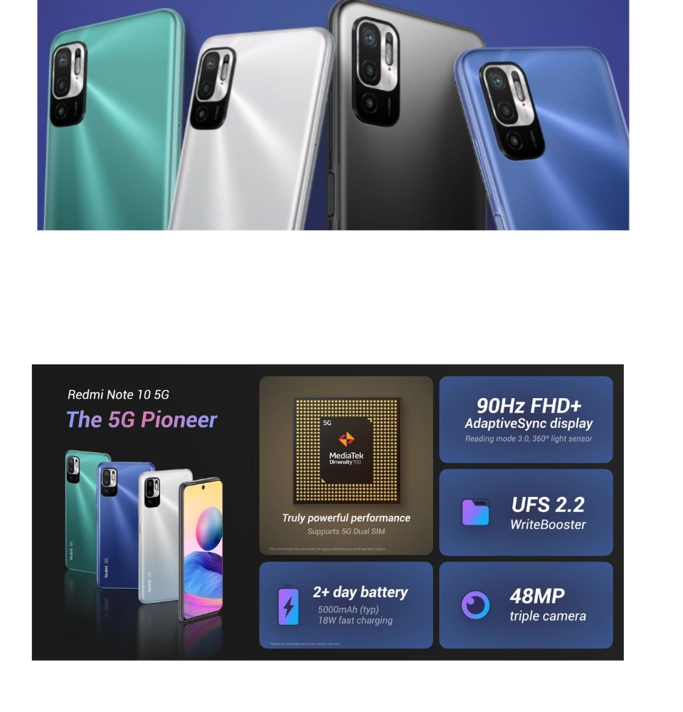 มุมมองเพิ่มเติมของสินค้า 🔥Xiaomi Redmi Note10 (5G)  (8/128GB) สมาร์ทโฟน หน้าจอ 6.5"  เครื่องแท้ รับประกันศูนย์ 1 ปี ผ่อน 0% เฉพาะบัตรเครดิตที่ร่วมรายการ🔥