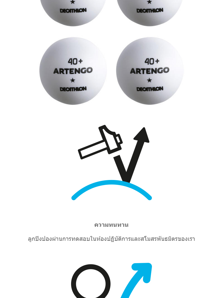 ภาพประกอบคำอธิบาย ลูกปิงปอง Ping pong ball รุ่น TTB 100* 40+ แพ็ค 6 ลูก (สีขาว) ARTENGO