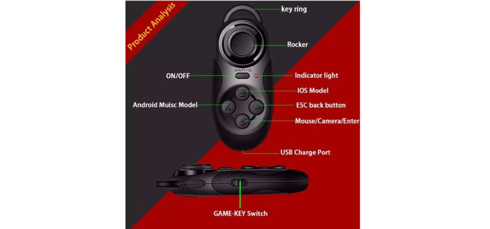 มุมมองเพิ่มเติมของสินค้า พร้อมส่ง MOCUTE 032 VR รีโมทคอนโทรลไร้สายควบคุมสำหรับ iOS สมาร์ทโฟน Android Wireless gamepad สำหรับ VR controller