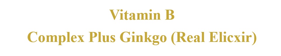 คำอธิบายเพิ่มเติมเกี่ยวกับ Vitamin B Complex Plus Ginkgo (Real Elixir) Vitamin B complex to no the body. Mixed with ginkgo extract to help with memory, prevent Alzheimer's.