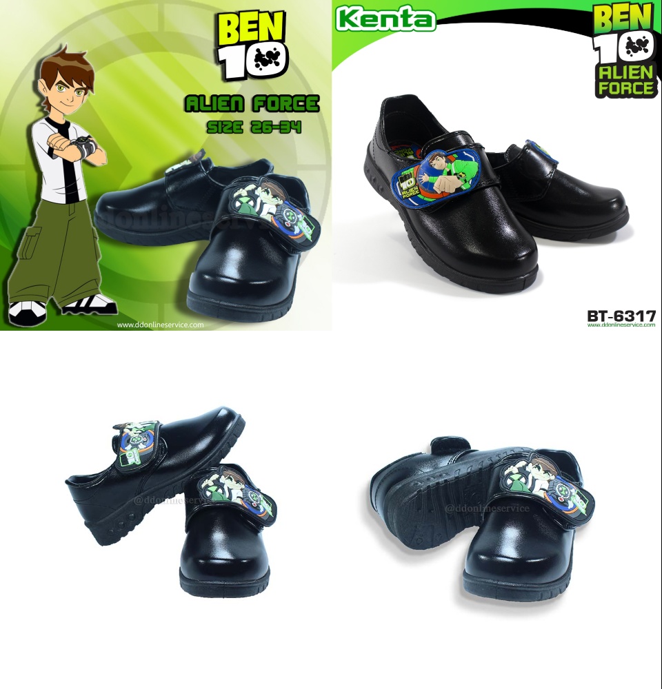 ภาพประกอบของ รองเท้าเด็กผู้ชาย รองเท้านักเรียนหนังสีดำ รองเท้านักเรียนลายBen10 รองเท้าเด็กอนุบาล รองเท้านักเรียนแบบมีไฟ  Kenta รุ่น BT-6117,BT-BT-6317