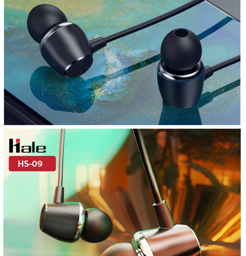 ภาพประกอบของ Hale รุ่น HS-09 หูฟังพร้อมไมโครโฟนในตัว หูฟังสมอลทอร์ค สำหรับมือถือ แท็บเล็ต โน็ตบุ๊ค 1 เมตร earphone Aux 3.5mm หูฟังออปโป้