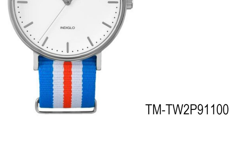 มุมมองเพิ่มเติมของสินค้า Timex TW2P91100 นาฬิกาข้อมือผู้ชายและผู้หญิง สายไนล่อน สีฟ้า/แดง