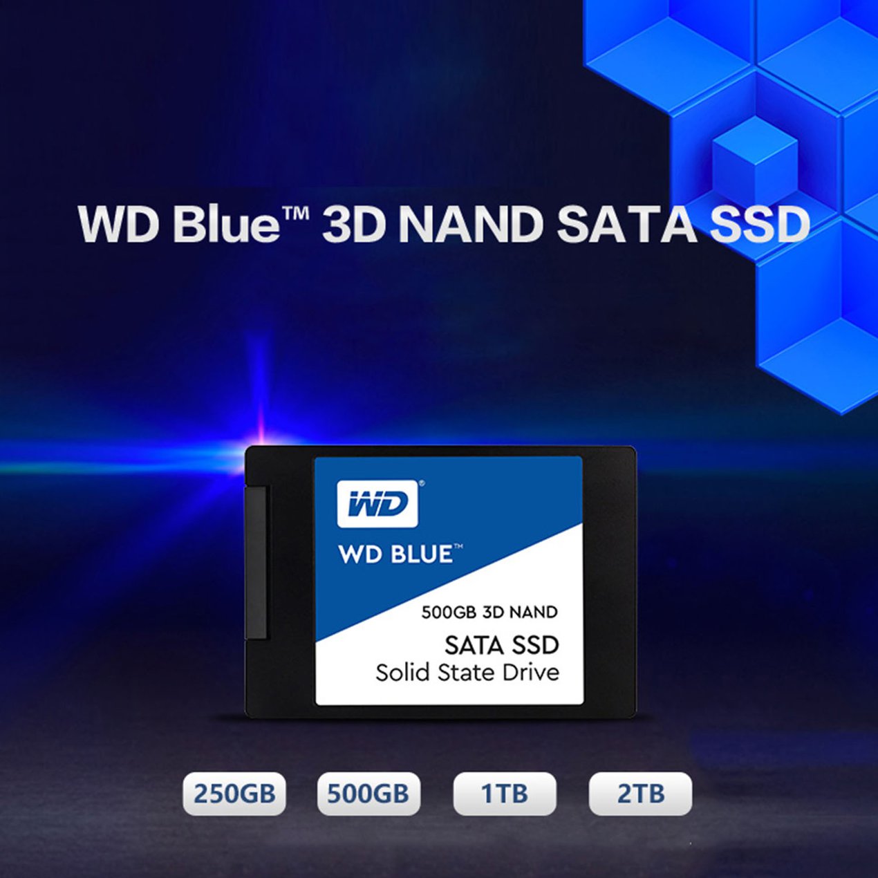 มุมมองเพิ่มเติมของสินค้า 【จัดส่งในพื้นที่】WD BLUE SSD 250GB 500GB 1TB SATA3 2.5" WD BLUE SATA (WDS500G2B0A) 3D NAND ประกัน เอสเอสดี for notebook/PC รับประกัน 3 ปี
