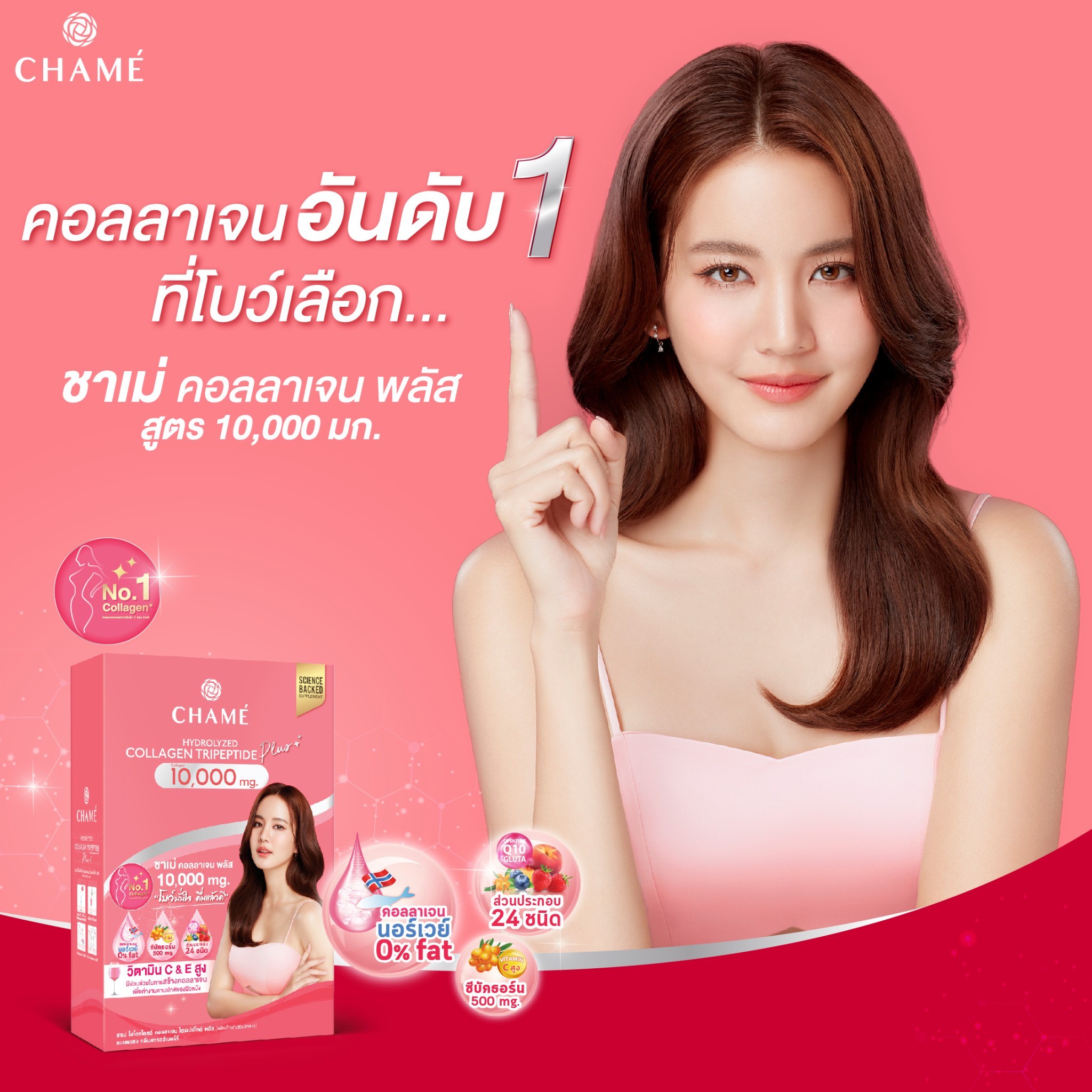 คำอธิบายเพิ่มเติมเกี่ยวกับ Chame Collagen Plus 10,000 mg. ชาเม่ คอลลาเจน พลัส [30 ซอง - ใหญ่]