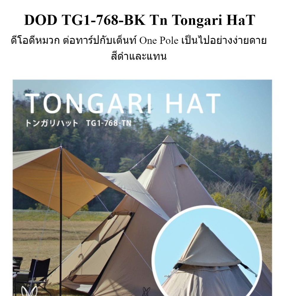 ビッグワンポールテントL ブラック トンガリハット付 DOD ワンポール