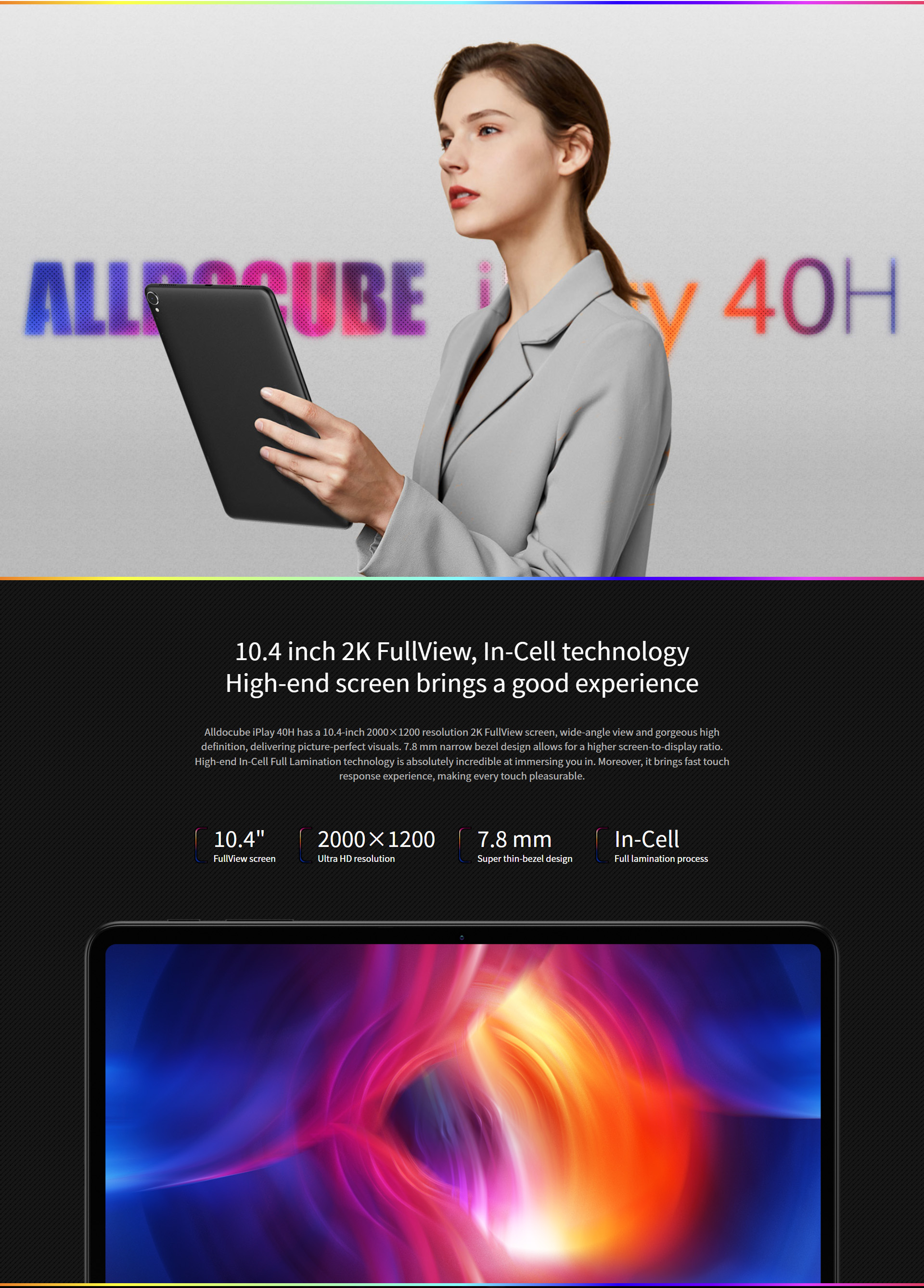 ภาพประกอบของ พร้อมส่งจากไทย ❗ Alldocube iPlay 40H แท็บเล็ต 8GB RAM 128GB ROM Android 11 2000X1200 FHD หน้าจอ 10.4" Unisoc T618แบบ Dual 4G LTE Dual-band Wi-Fi แบต 6200mAh