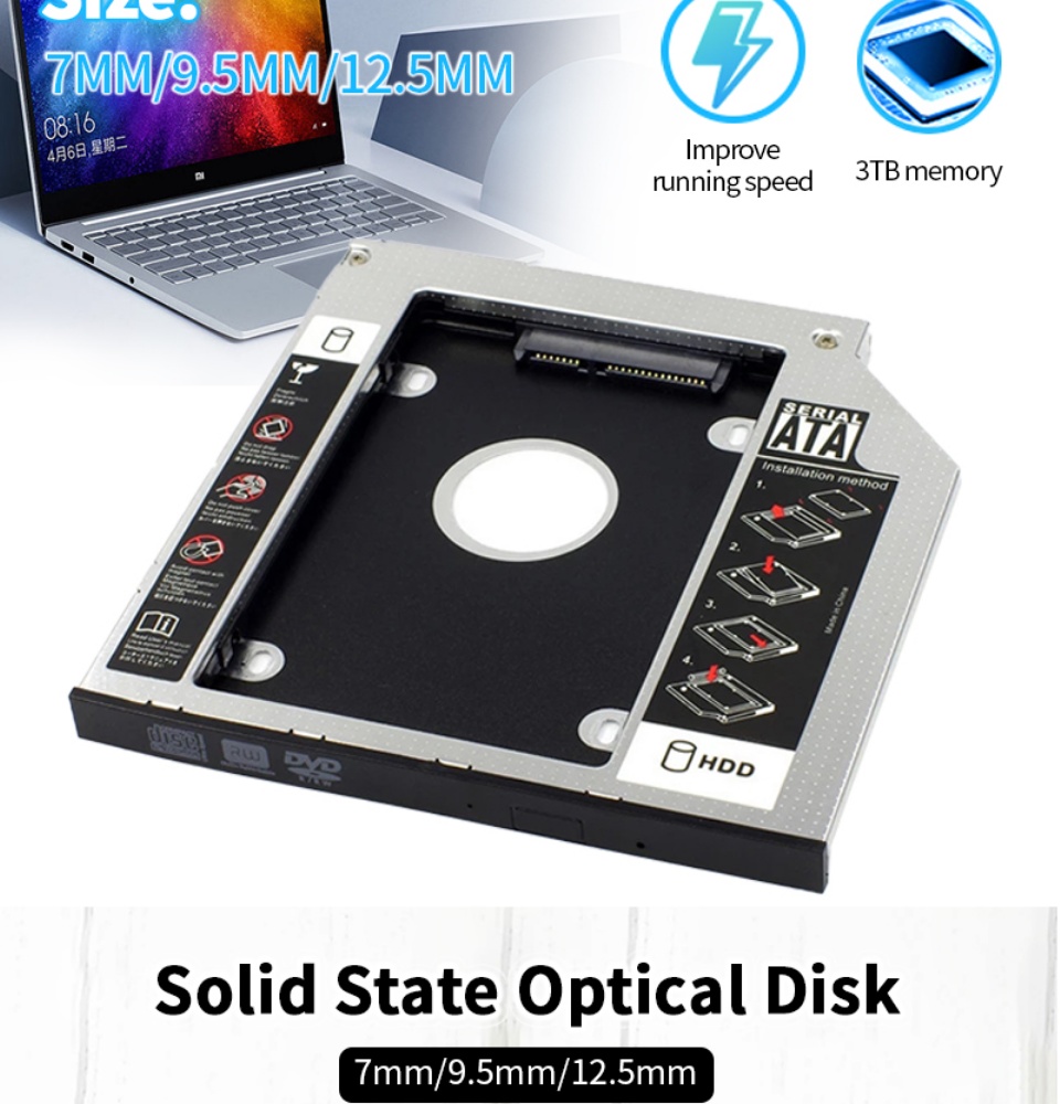 รูปภาพรายละเอียดของ Tray SATA HDD SSD Enclosure Hard Drive Caddy Case 12.7/9.5/9.0mm for Laptop Notebook HDD Candy D38