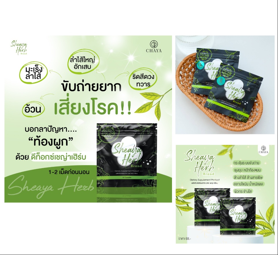 ภาพประกอบของ เชญ่าเฮิร์ป SheayaHerbs ซองเขียว 1 ซองมี 10 เม็ด แพคเกจใหม่