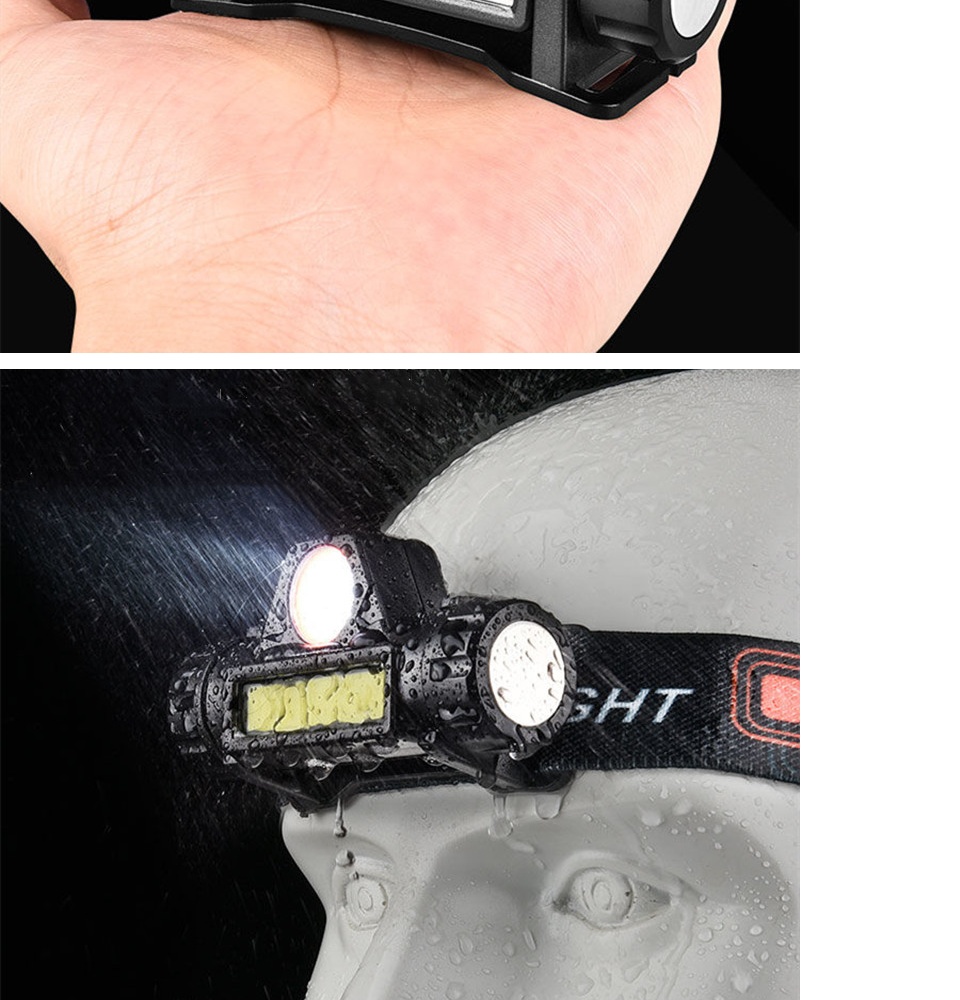 มุมมองเพิ่มเติมของสินค้า ไฟหน้า LED มัลติฟังก์ชั่น USB ที่แข็งแกร่งแสงชาร์จไฟฉุกเฉินกลางแจ้งติดหัวไฟฉายกันน้ำซังพร้อมแม่เหล็ก