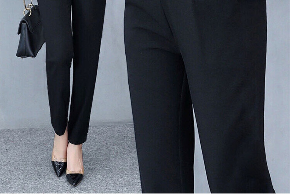 มุมมองเพิ่มเติมของสินค้า Fairybeauty กางเกงขายาวผญ กางเกงทำงาน กางเกงผ้า กางเกงแฟชั่นสไตล์เกาหลี เอวสูง ใส่สบาย (ไซส์M-3XL)