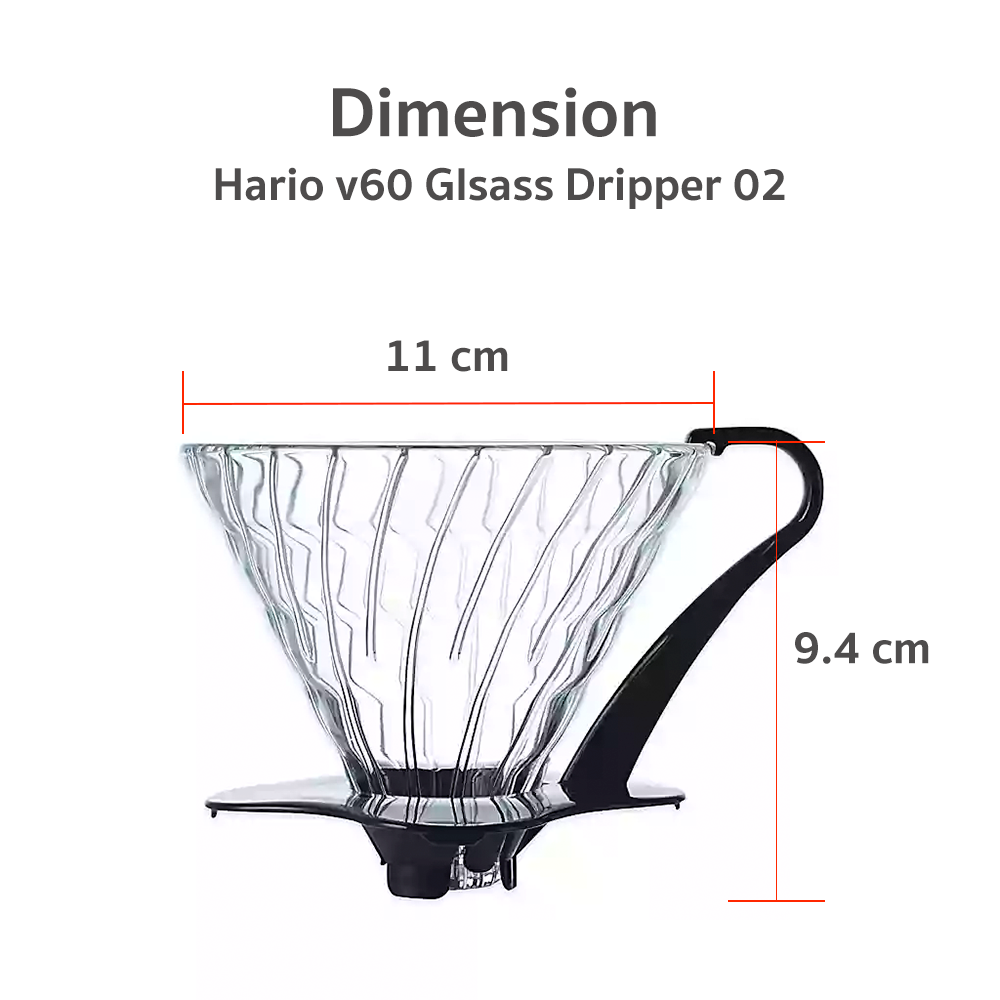 ข้อมูลเพิ่มเติมของ Hario V60 Glass Dripper ถ้วยแก้วใส สำหรับ ดริปกาแฟ ขนาด 02