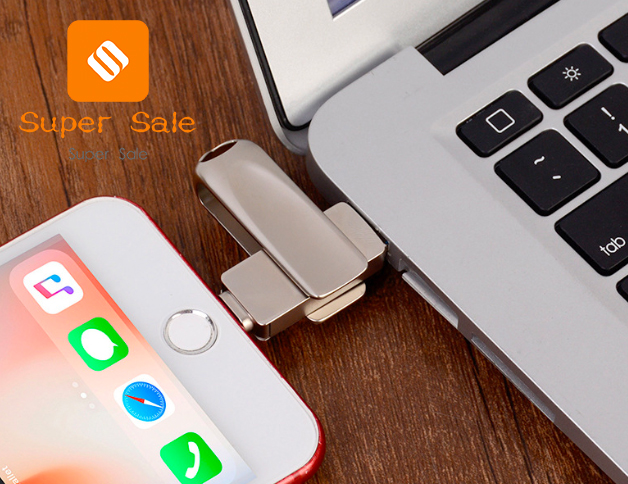 มุมมองเพิ่มเติมของสินค้า แฟลชไดรฟ์เก็บข้อมูลสำหรับ iPhone/ iPad USB3.0Super Sale รุ่นE003