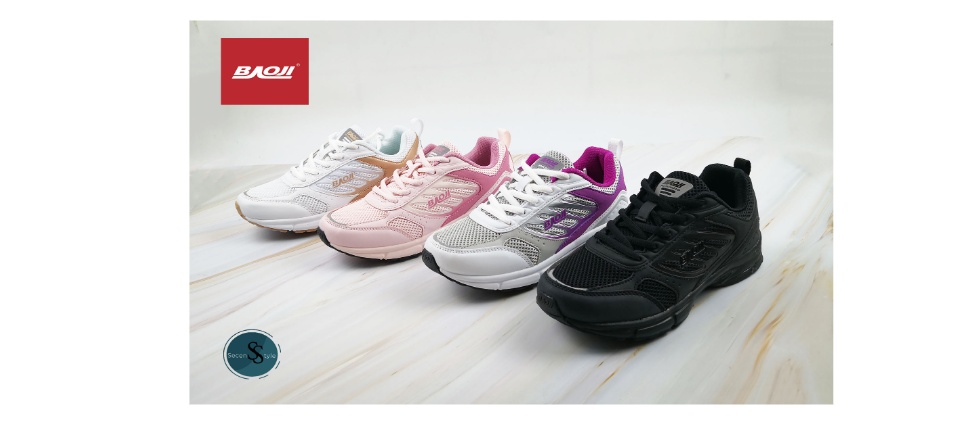 มุมมองเพิ่มเติมของสินค้า **Baoji แท้** (รุ่น BJW-682) - สำหรับผู้หญิง รองเท้าผ้าใบสามารถใส่เล่นกีฬาได้ เบา มี 4 สี (สีดำ/สีชมพู/สีม่วง/สีทอง)