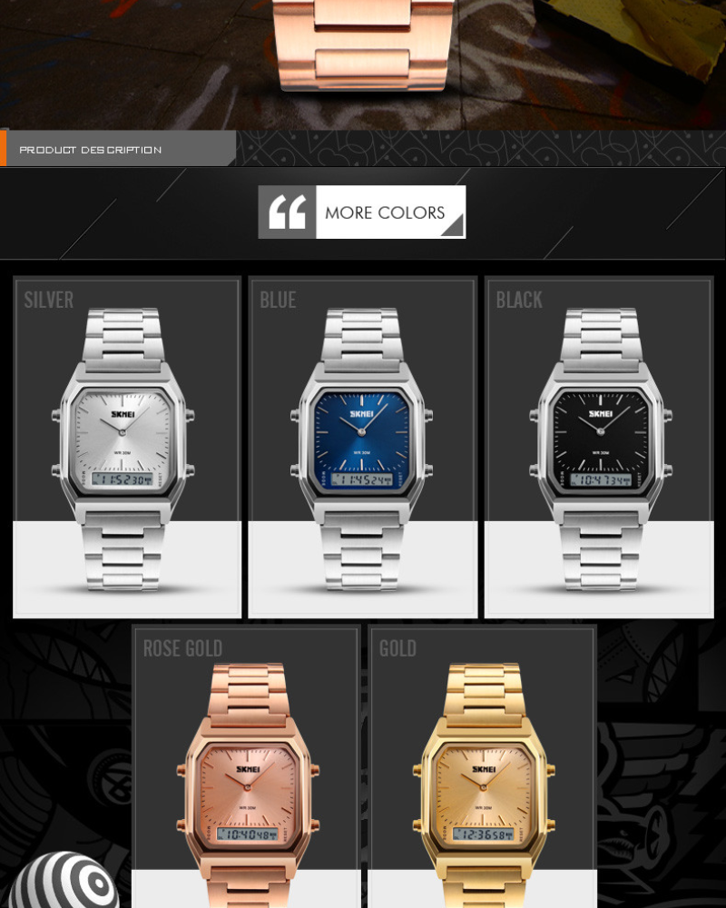 เกี่ยวกับ Riches Mall RW043 นาฬิกาผู้ชาย นาฬิกา SKMEI สปอร์ต ผู้ชาย นาฬิกาข้อมือผู้หญิง นาฬิกาข้อมือ นาฬิกาแฟชั่น Watch สายสแตนเลส แท้