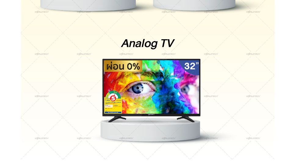 มุมมองเพิ่มเติมของสินค้า Worldtech 32 นิ้ว LED TV อนาลอค ทีวี HD Ready ฟรี สาย HDMI (2xUSB, 2xHDMI) ราคาพิเศษ (ผ่อนชำระ 0%)